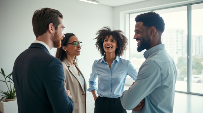 Business people gathered together in a group