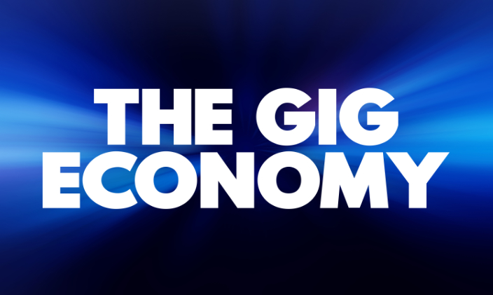 Graphic depicting the words "Gig Economy"