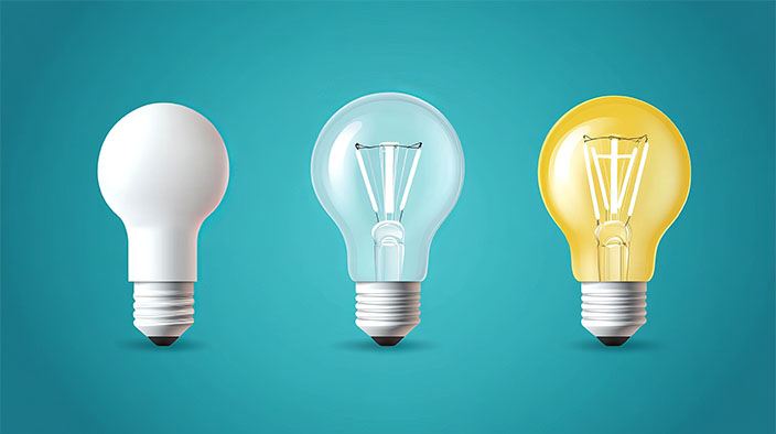 Three lightbulbs signifying the ideation process