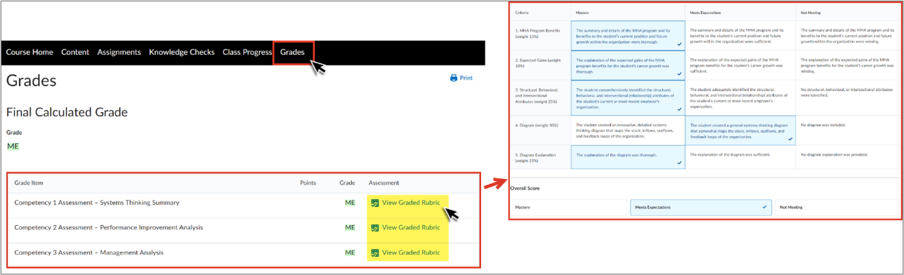 gradebook and rubrics