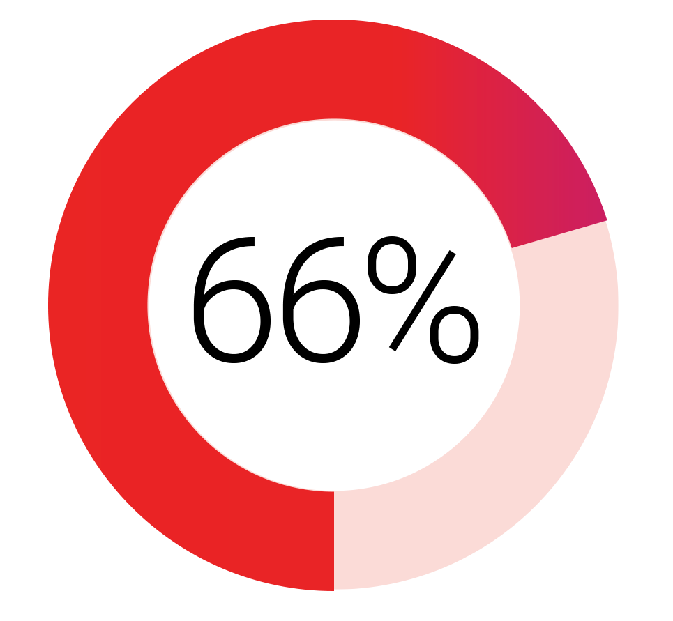 Progress circle showing 66% in red