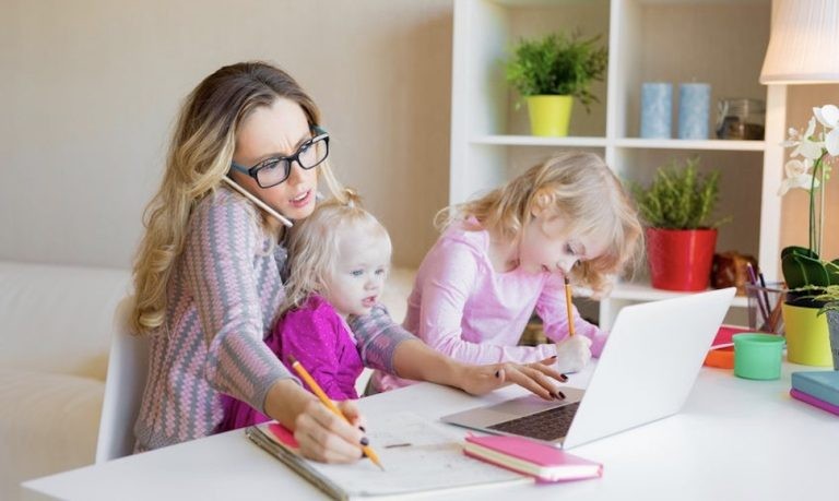 Student accessing her built-in support system online