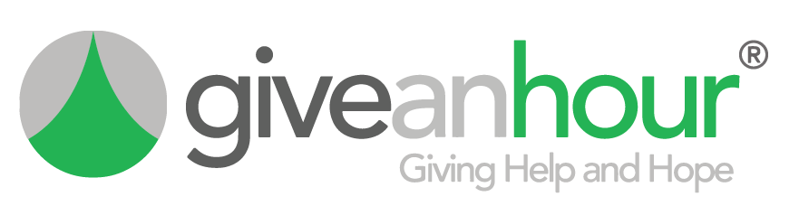 logo for give an hour. giving help and hope.