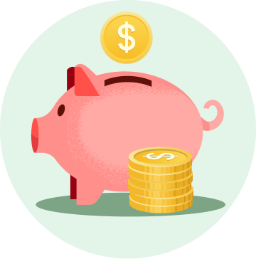illustration of a piggy bank with money inside