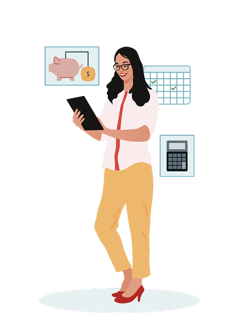 A professional standing and holding a tablet, highlighting career-relevant skills and benefits of online business degrees