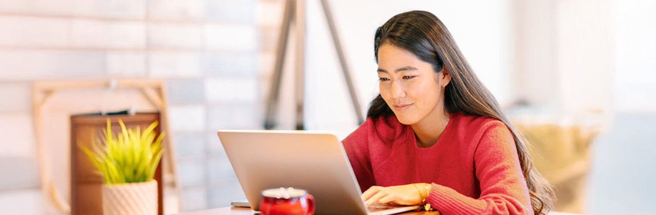Student completing assignment online