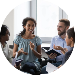 Group of employees working together