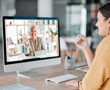Woman taking a tailored online training