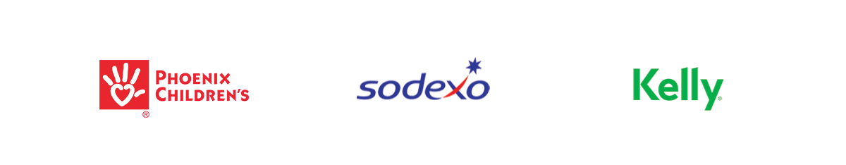 logos for the following organizations: phoenix children's hospital, sodexo and kelly