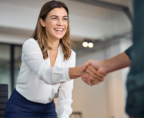 Two business professionals shaking hands