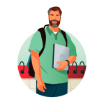 Icon man learning with AI