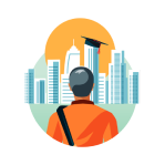 Icon, working adult looking at education