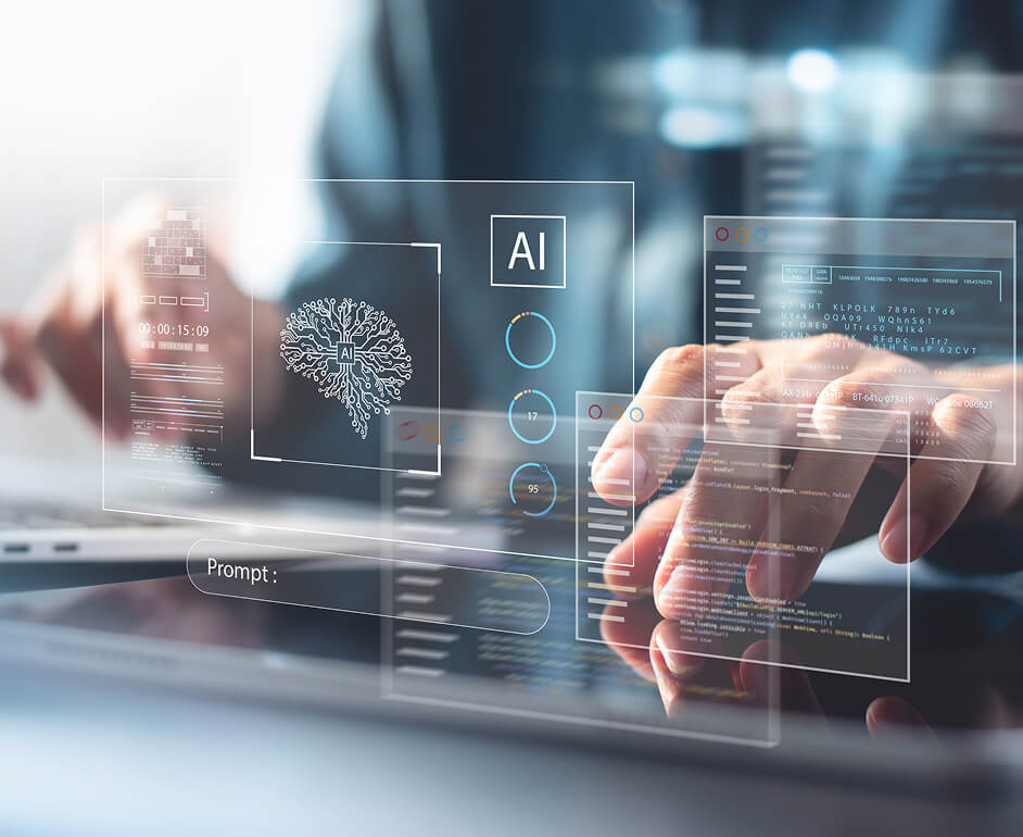 Illustration of person working with artificial intelligence