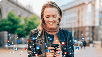 woman looking at social media